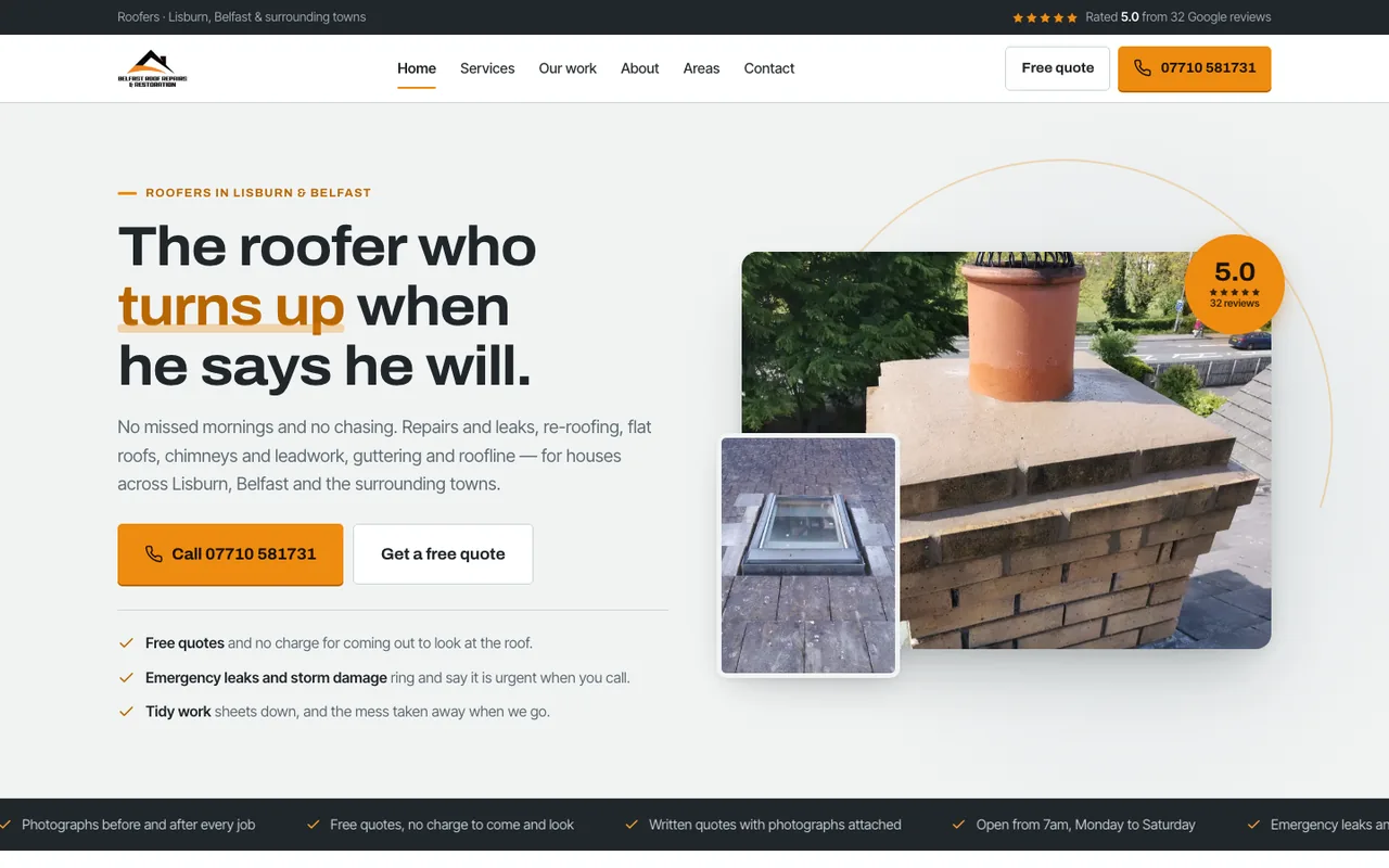 Belfast Roof Repairs website